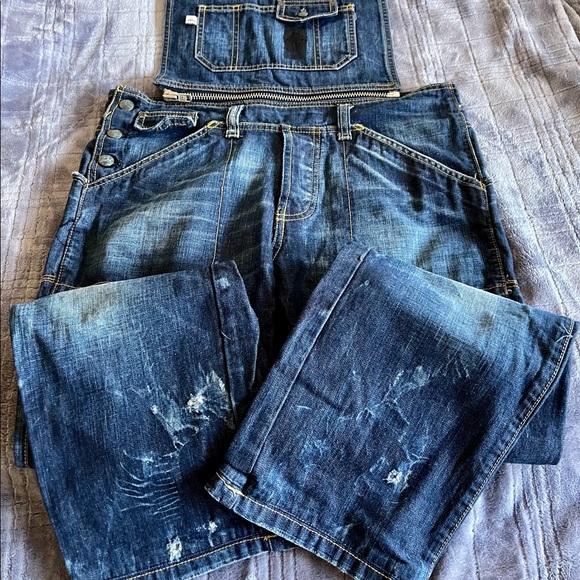 AKS Denim jumpers 
Waist 32
Length 36
Crotch 10 - Picture 2 of 6